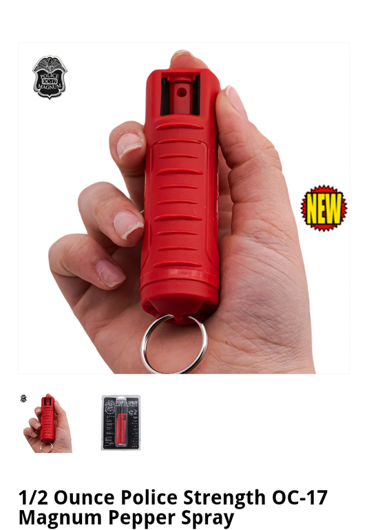 Pepper Spray with Clip and Keychain - Red