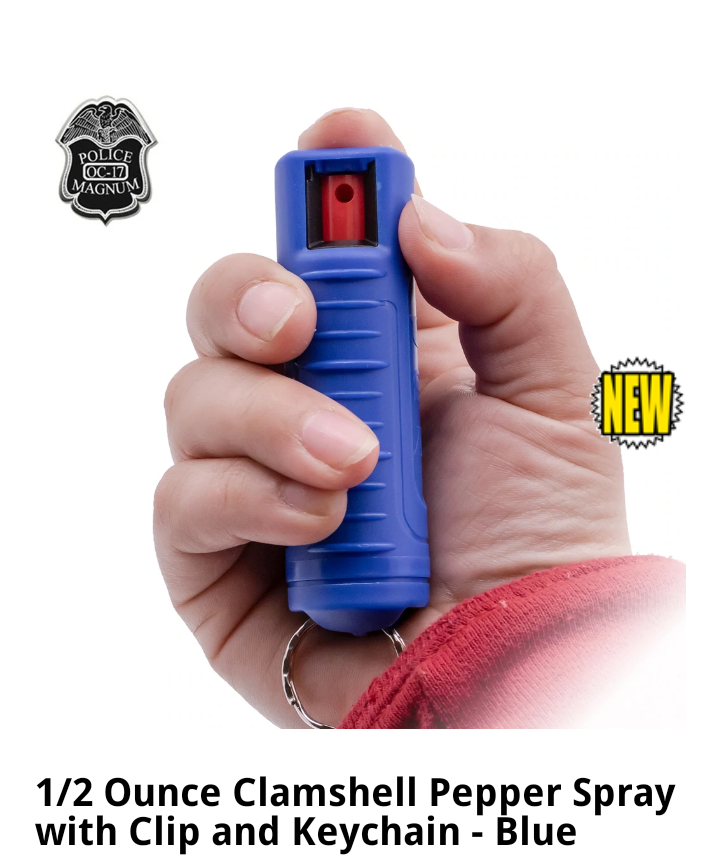 Pepper Spray with Clip and Keychain - Blue