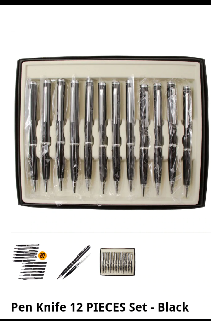 Ink Pen Knife 12 Piece Set-Black