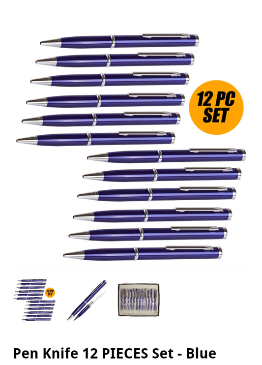 Ink Pen Knife 12 Piece Set-Blue