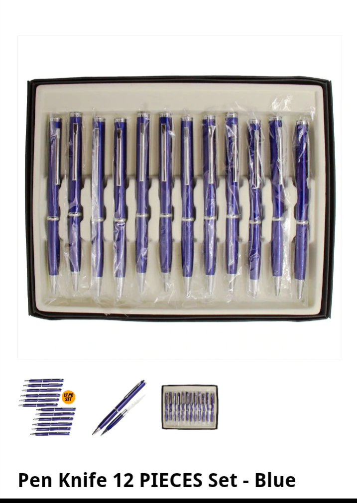 Ink Pen Knife 12 Piece Set-Blue