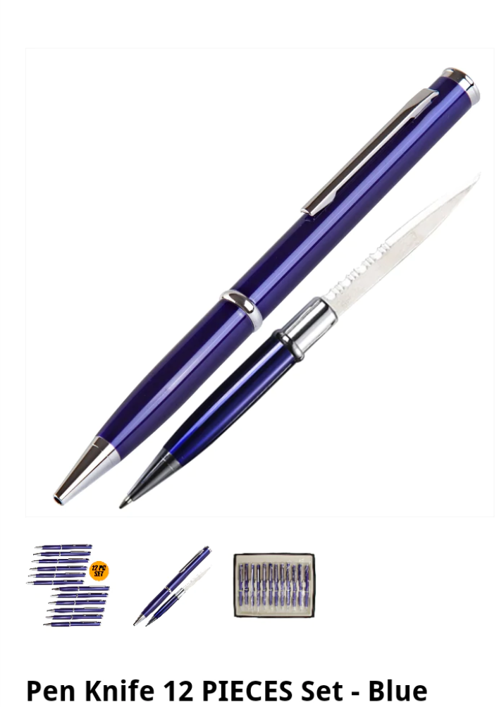 Ink Pen Knife 12 Piece Set-Blue