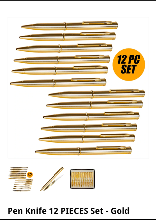 Ink Pen Knife 12 Piece Set-Gold