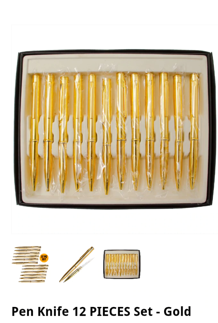 Ink Pen Knife 12 Piece Set-Gold