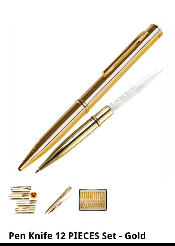 Ink Pen Knife 12 Piece Set-Gold