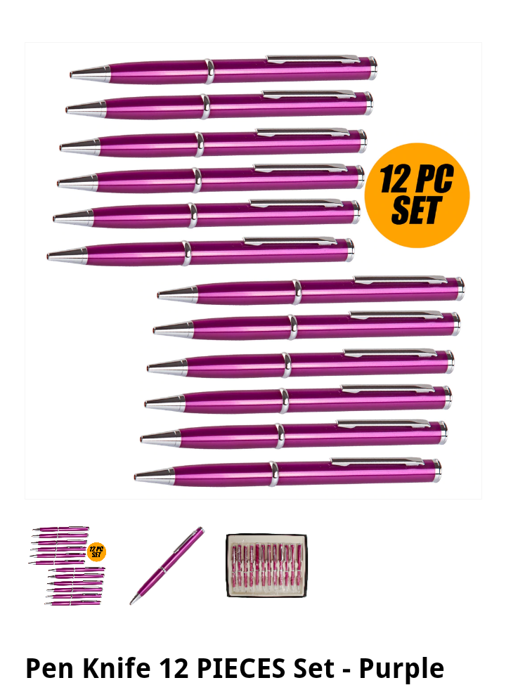 Ink Pen Knife 12 Piece Set-Purple