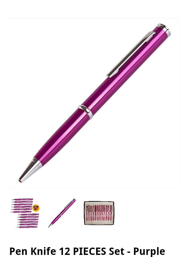 Ink Pen Knife 12 Piece Set-Purple