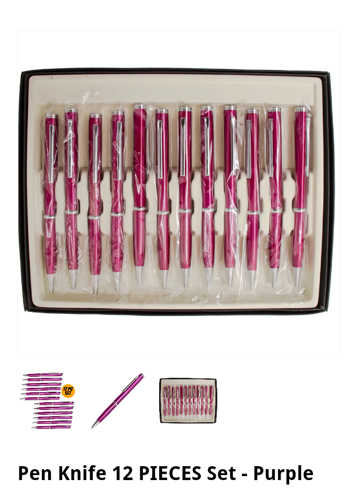 Ink Pen Knife 12 Piece Set-Purple