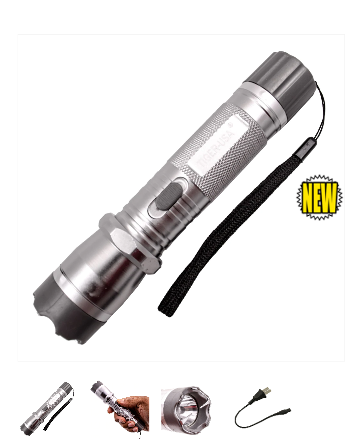 SHOCKDROP Flashlight Stun Gun-Silver