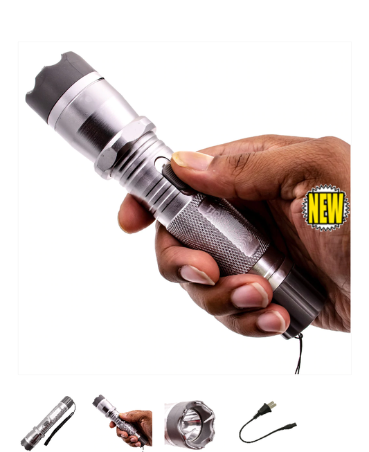 SHOCKDROP Flashlight Stun Gun-Silver